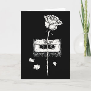 Vintage Cassette Tape Blooming Rose Aesthetic Card