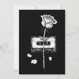 Vintage Cassette Tape Blooming Rose Aesthetic Invitation