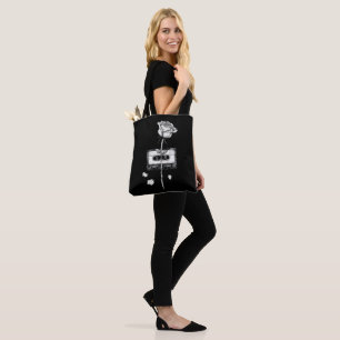 Vintage Cassette Tape Blooming Rose Aesthetic Tote Bag