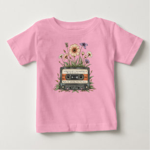 Vintage Cassette Tape Wildflowers Cottagecore Baby T-Shirt