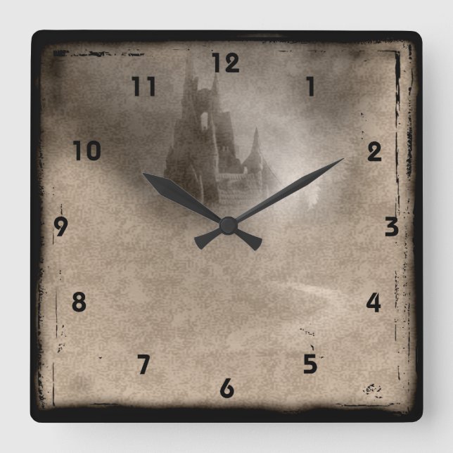 Vintage Castle Steampunk Goth Wall Clock (Front)