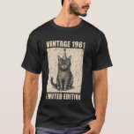 Vintage Cat 1981 Funny 44 Years Old Birthday Limit T-Shirt<br><div class="desc">Vintage Cat 1981 Funny 44 Years Old Birthday Limited Edition</div>