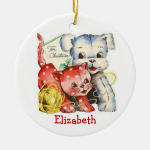 Vintage Cat and Dog Toys Christmas Ornament
