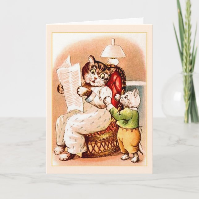 Vintage Cat and Kitten Mother's Day Greeting Card (Front)