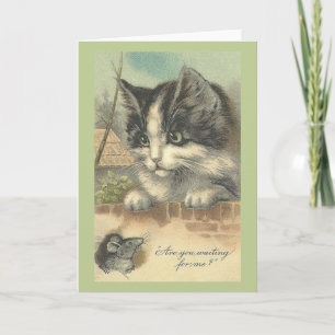 Vintage Cat and Mouse Note Card