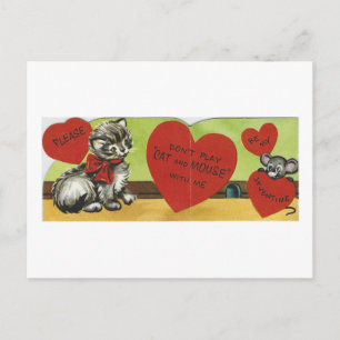 Vintage "Cat And Mouse" Valentine Holiday Postcard