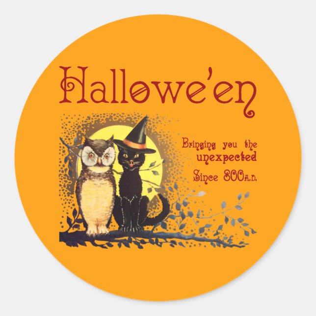 Vintage Cat and Owl Stickers (Front)