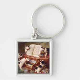 Vintage Cat Art:  Kittens' Recital Key Ring