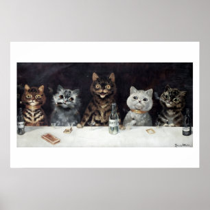 Vintage Cat Bachelor Party by Louis Wain Poster
