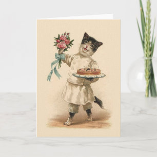 Vintage Cat Best Wishes Greeting Card