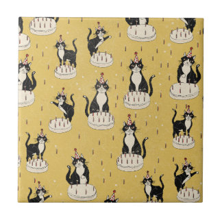 Vintage Cat Birthday  Tile