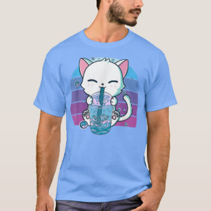 Vintage Cat Boba Tea Bubble Tea Anime Kawaii Neko T-Shirt