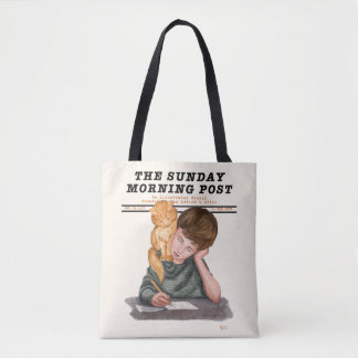Vintage Cat & Boy Illustrated Magazine 1920s Tote Bag