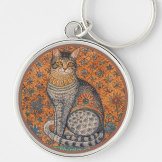 Vintage Cat, Cat Motif Art , Classic  Key Ring