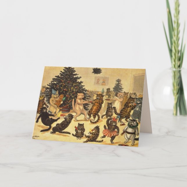 VINTAGE CAT CATS WAIN CHRISTMAS Greeting Cards (Front)