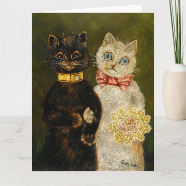 VINTAGE CAT CATS WEDDING GREETING CARD (Front)