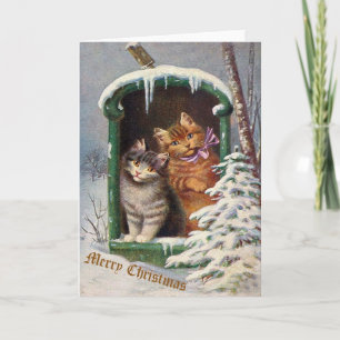 Vintage Cat Christmas Card