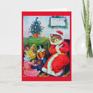 Vintage Cat Christmas, Louis Wain Holiday Card