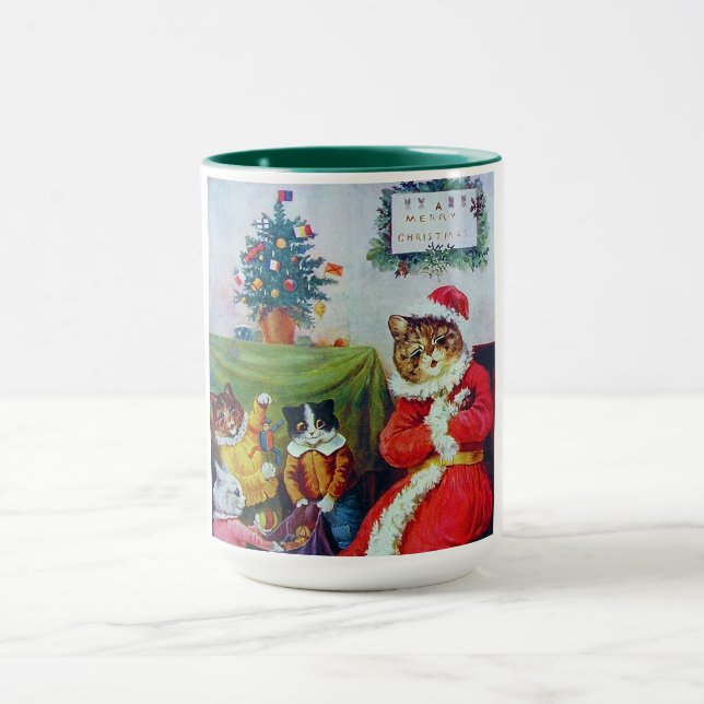 Vintage Cat Christmas, Louis Wain Mug (Center)