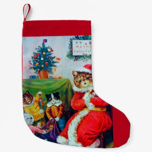 Vintage Cat Christmas, Louis Wain Small Christmas Stocking