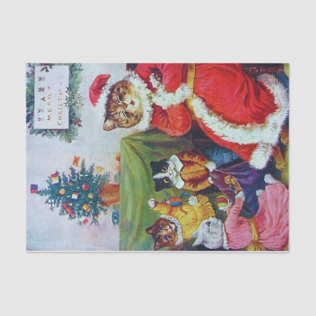 Vintage Cat Christmas, Louis Wain Tissue Paper (Front)