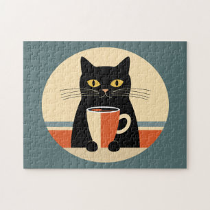 Vintage Cat & Coffee Jigsaw Puzzle