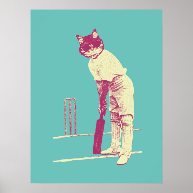 vintage cat cricketer poster (Front)