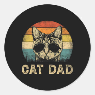 Vintage Cat Dad Cat Lovers Daddy Father&#; s Day Classic Round Sticker