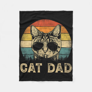 Vintage Cat Dad Cat Lovers Daddy Father&#; s Day Fleece Blanket