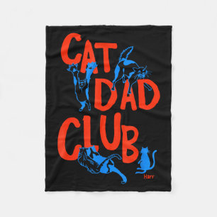 Vintage Cat Dad Club Life Is Better With Cats Funn Fleece Blanket