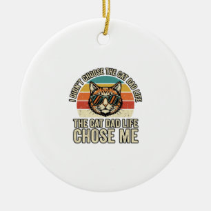 Vintage Cat Dad Life Chose Me T-Shirt Design_1 Ceramic Tree Decoration