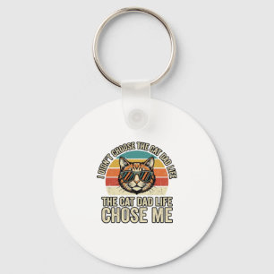 Vintage Cat Dad Life Chose Me T-Shirt Design_1 Key Ring