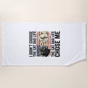 Vintage Cat Dad Life Patriotic Vector Shirt Design Beach Towel