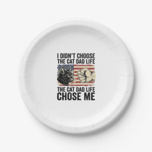 Vintage Cat Dad Life Patriotic Vector Shirt Design Paper Plate