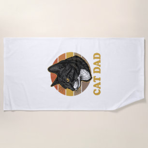 Vintage Cat Dad Retro Cat Lover Shirt Design_1 Beach Towel