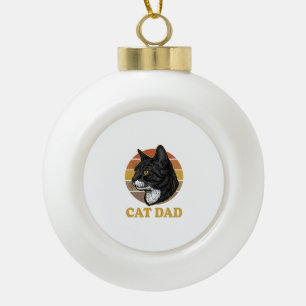 Vintage Cat Dad Retro Cat Lover Shirt Design_1 Ceramic Ball Christmas Ornament