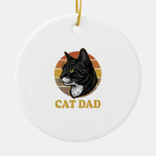 Vintage Cat Dad Retro Cat Lover Shirt Design_1 Ceramic Tree Decoration