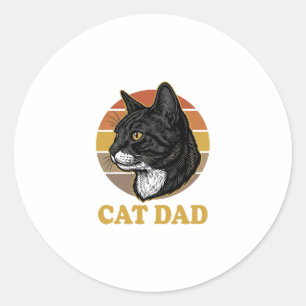 Vintage Cat Dad Retro Cat Lover Shirt Design_1 Classic Round Sticker