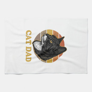 Vintage Cat Dad Retro Cat Lover Shirt Design_1 Tea Towel