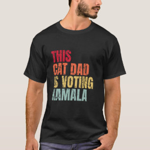 Vintage Cat Dad Voting for Kamala President Harris T-Shirt