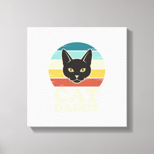 Vintage Cat Daddy Black Cat Retro Sunset Shirt Des Canvas Print