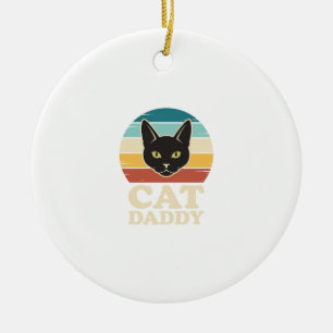 Vintage Cat Daddy Black Cat Retro Sunset Shirt Des Ceramic Tree Decoration