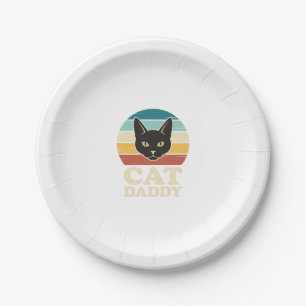 Vintage Cat Daddy Black Cat Retro Sunset Shirt Des Paper Plate