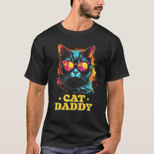 Vintage Cat Daddy Retro 90s 80s Cat Lovers Father T-Shirt