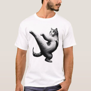 Vintage Cat Doing Kung Fu Kitten Lover T-Shirt