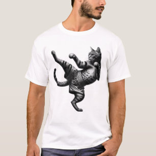 Vintage Cat Doing Muay Thai Boxing Kitten Lover T-Shirt