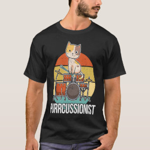 Vintage Cat Drumming Drummers Percussionists Music T-Shirt