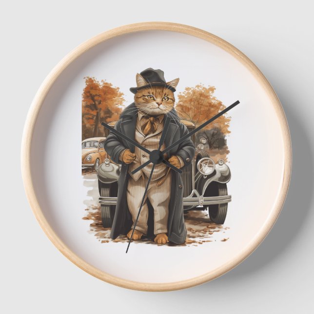 Vintage Cat Elegance Clock (Front)