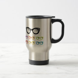 Vintage cat eye eye wear for ladies travel mug