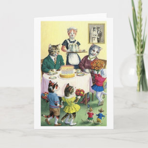 Vintage Cat Family Mother Birthday Card